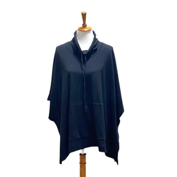 J.Jill PureJill Modal Blend Super Soft Poncho Black Size M/L Coastal Fall Boho - Picture 2 of 15